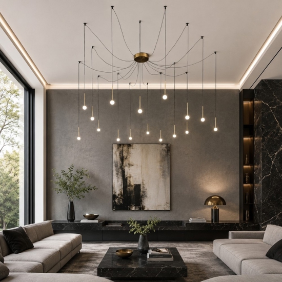 Lucciola ideal lux lampadario led moderno sp16 16w ottone